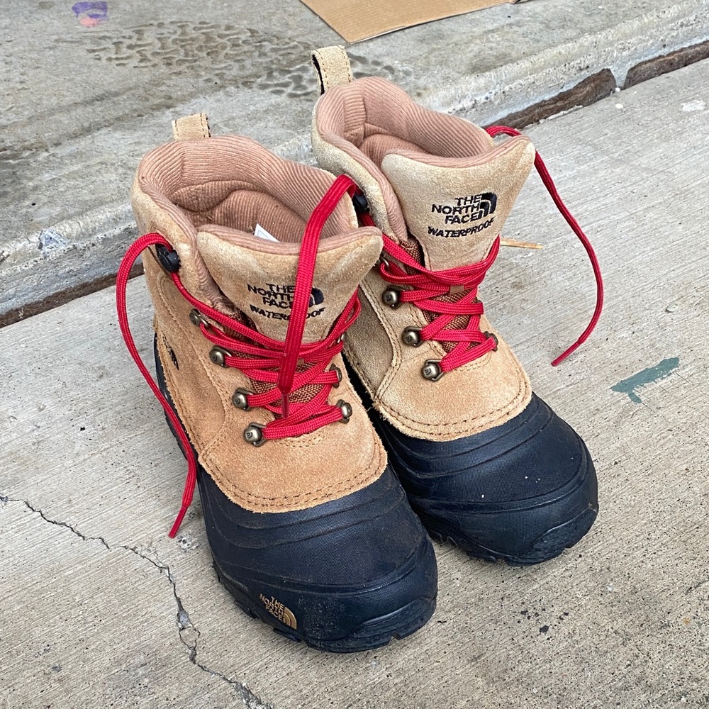 The North Face Tan and Black Boots with Red Laces